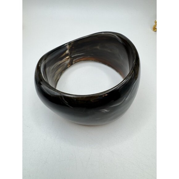 Bracelet Vintage Geometric Chunky Resin Acrylic Irregular Bangle Brown - Picture 6 of 9